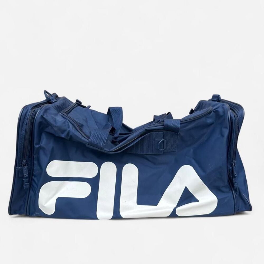 Fila Men's Blue and Navy Vintage Duffel Bag